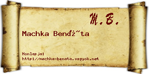 Machka Benáta névjegykártya